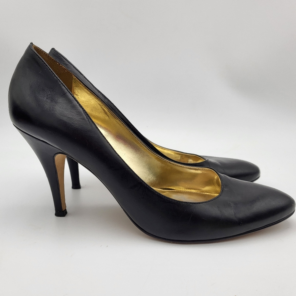 Antonio Melani Elegant Black Leather Women's Heels - Size 9